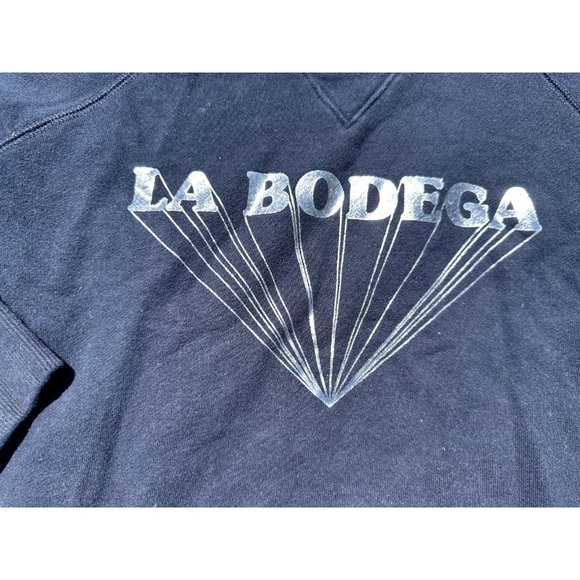 MOTHER Sweater Women's Small Blue Graphic La Bodega Long Sleeve Crew Neck Cotton - Picture 8 of 10